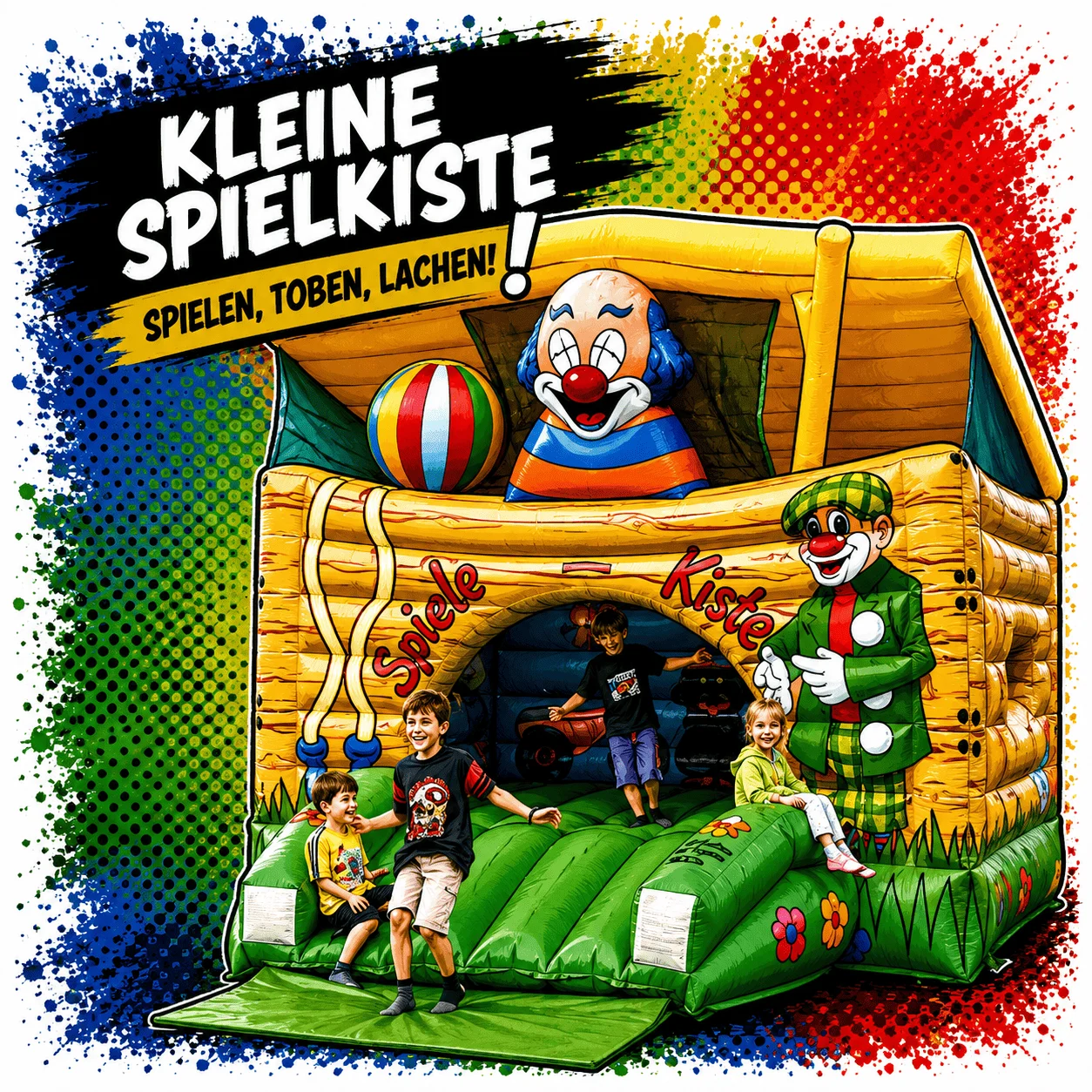 Kleine Hüpfburg mieten – Spielekiste für Kinderfeste und Gartenpartys