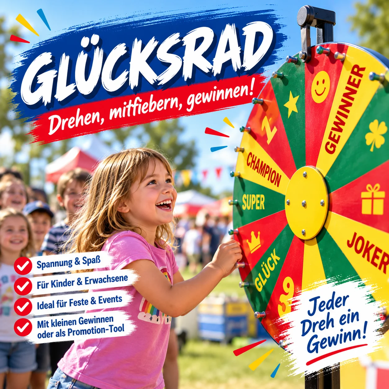Buntes Glücksrad auf dem Jahrmarkt