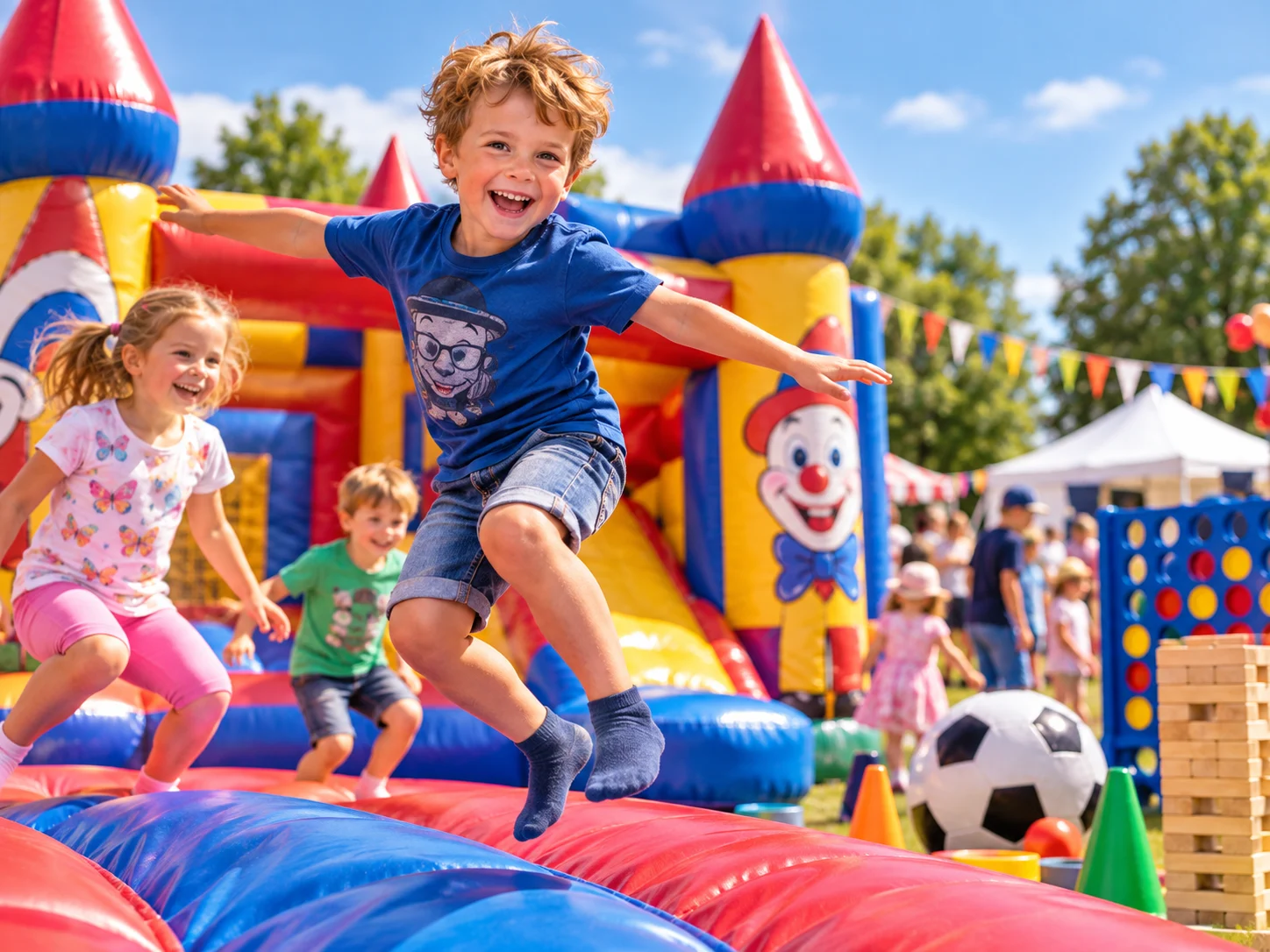 Fröhlicher Hüpfburg-Spaß beim Kinderfest Kinderanimation Dresden