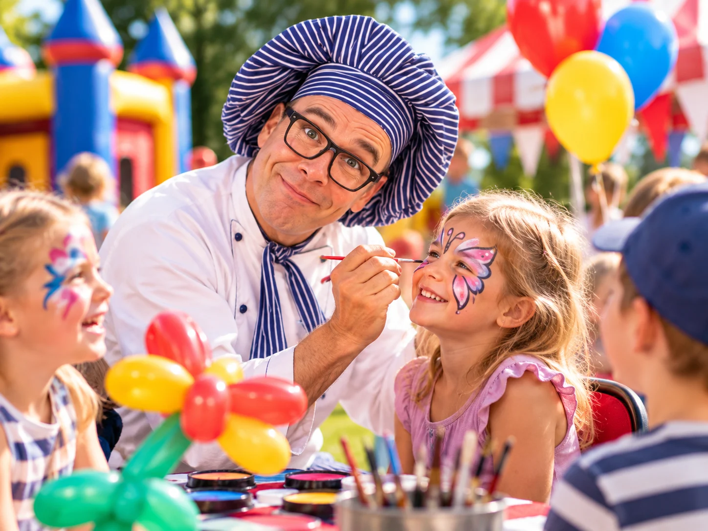 Fröhliches Kinderschminken auf dem Sommerfest Kinderanimation Dresden