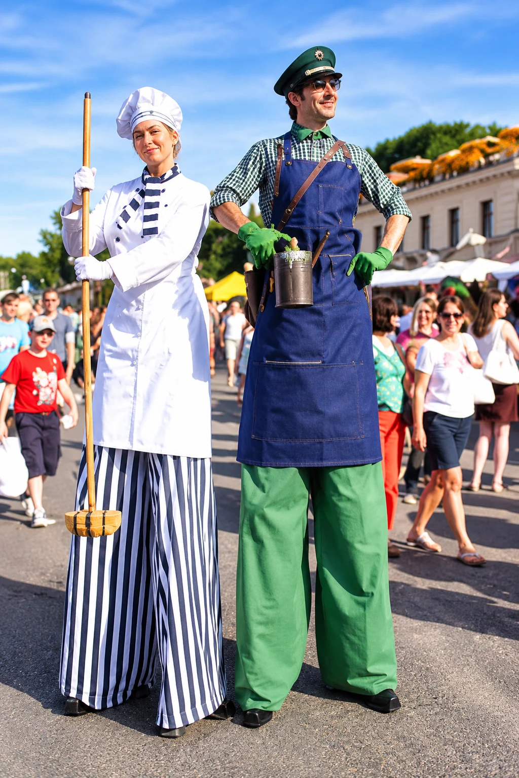 Stelzenkuenstler beim Strassenfest 1