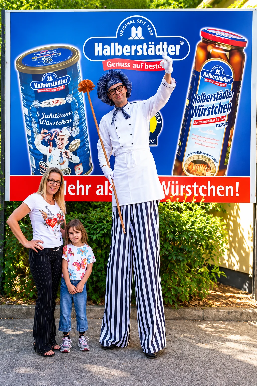 Werbeaktion mit Stelzenkoch und Halberstaedter Werbung 1